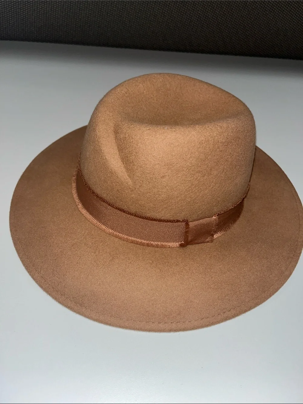 Cost Plus World Market Tan Wide-Brim Felt Fedora